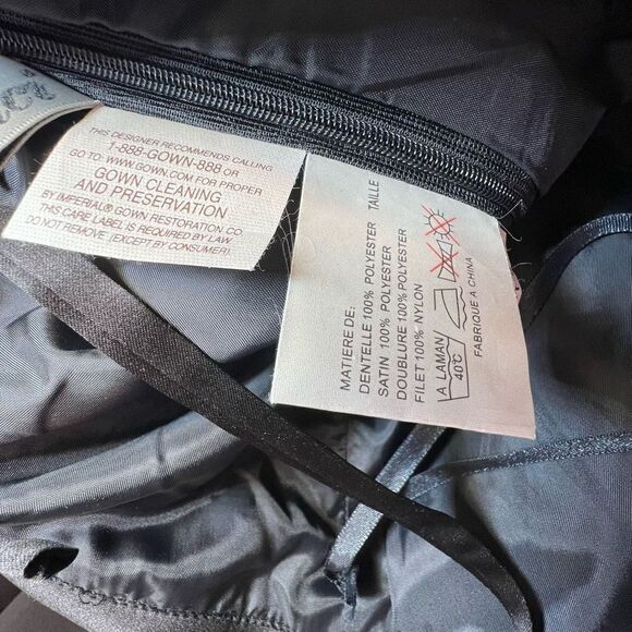 NWT DaVinci Size 14 Blk White Tuxedo Formal Spaghetti Prom Bridesmaid Dress Gown - Picture 4 of 8